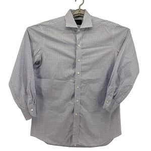 Ledbury Fine Shirtmaker Mens Dress Shirt Gingham Check Purple White Size 16.5